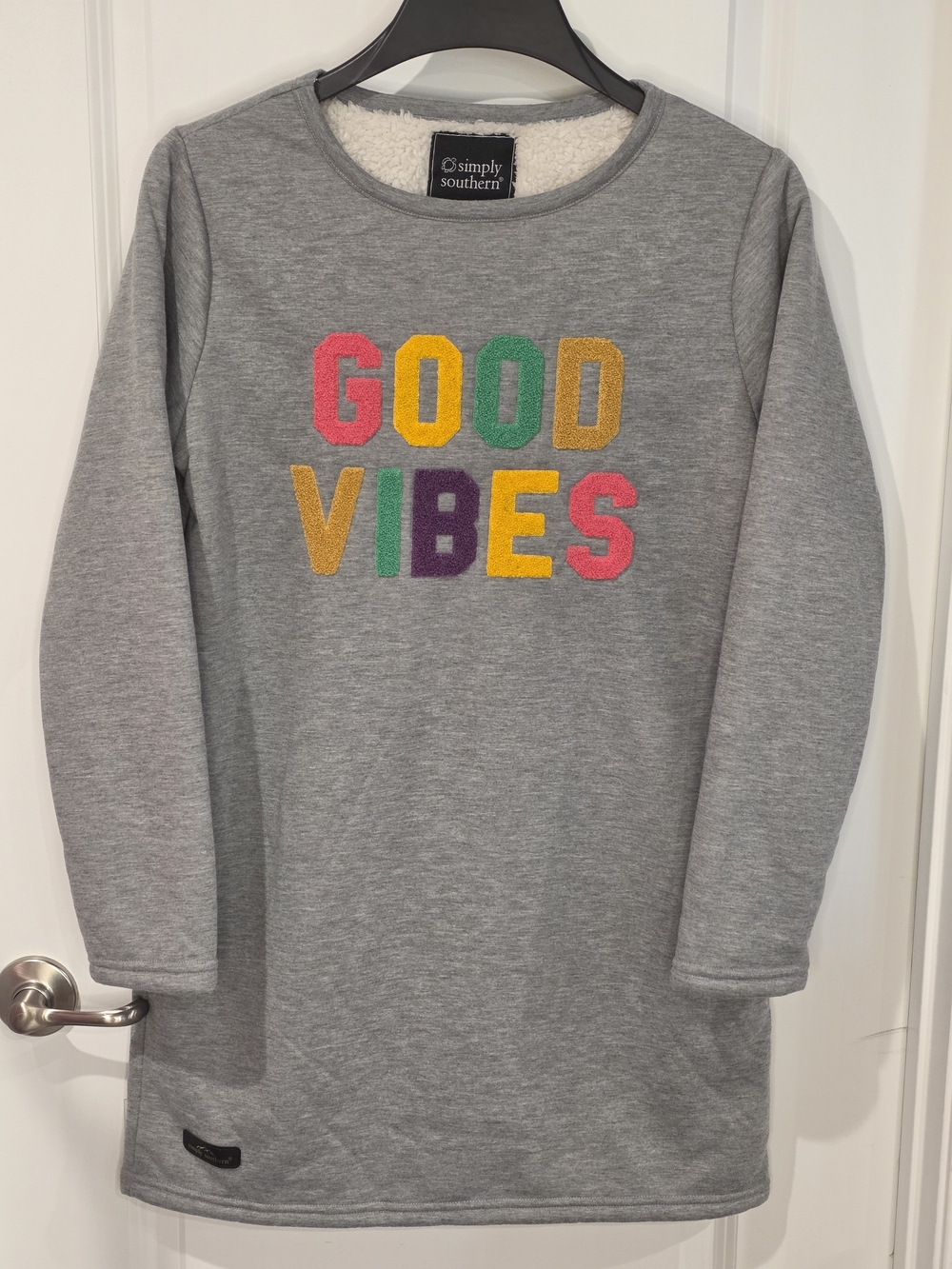 Simply Southern "Good Vibes" Sherpa-Lined Fleece Tunic Sleepshirt